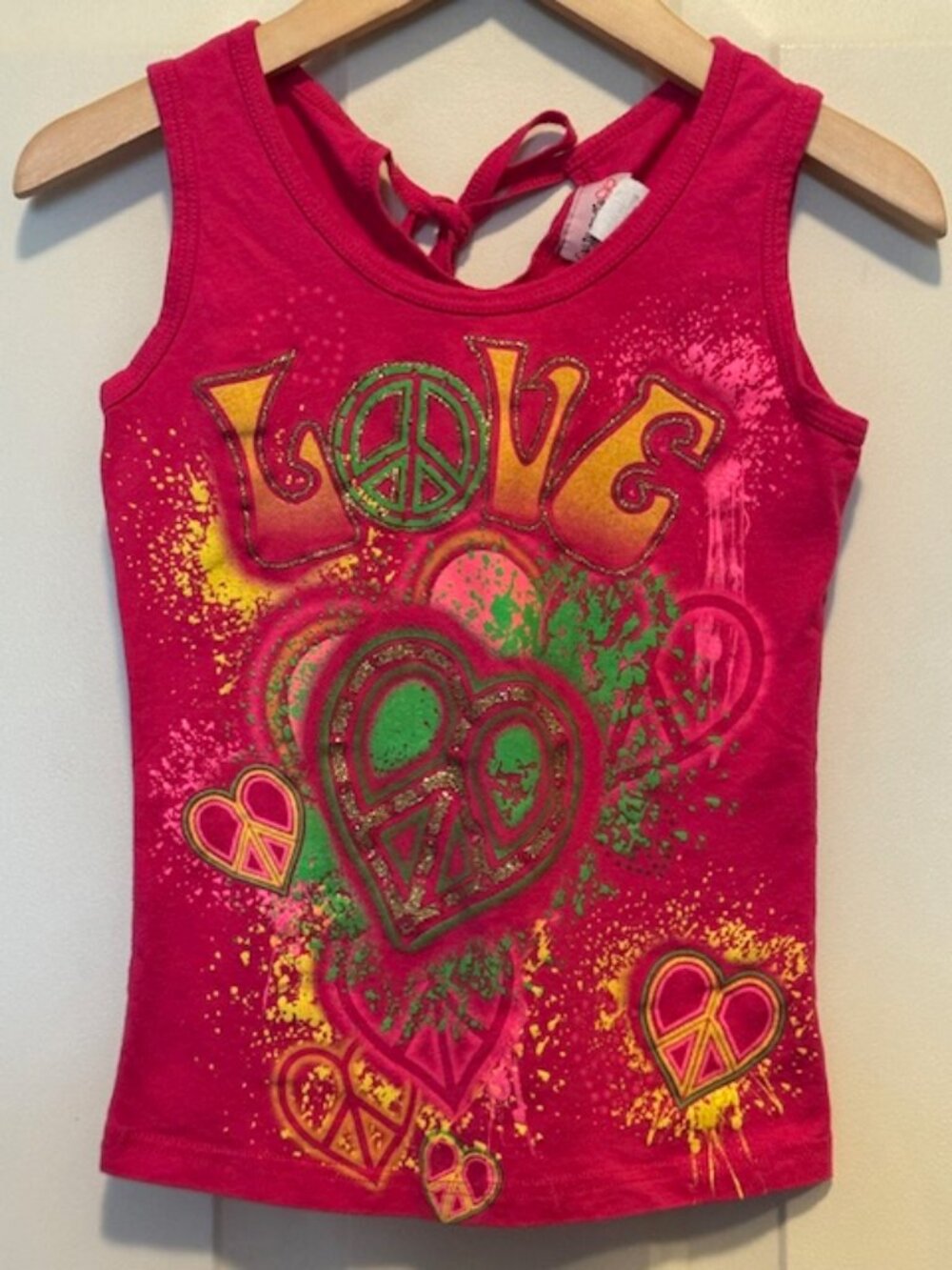 California Girlz Pink LOVE Sparkly Tank Top sz 5/6